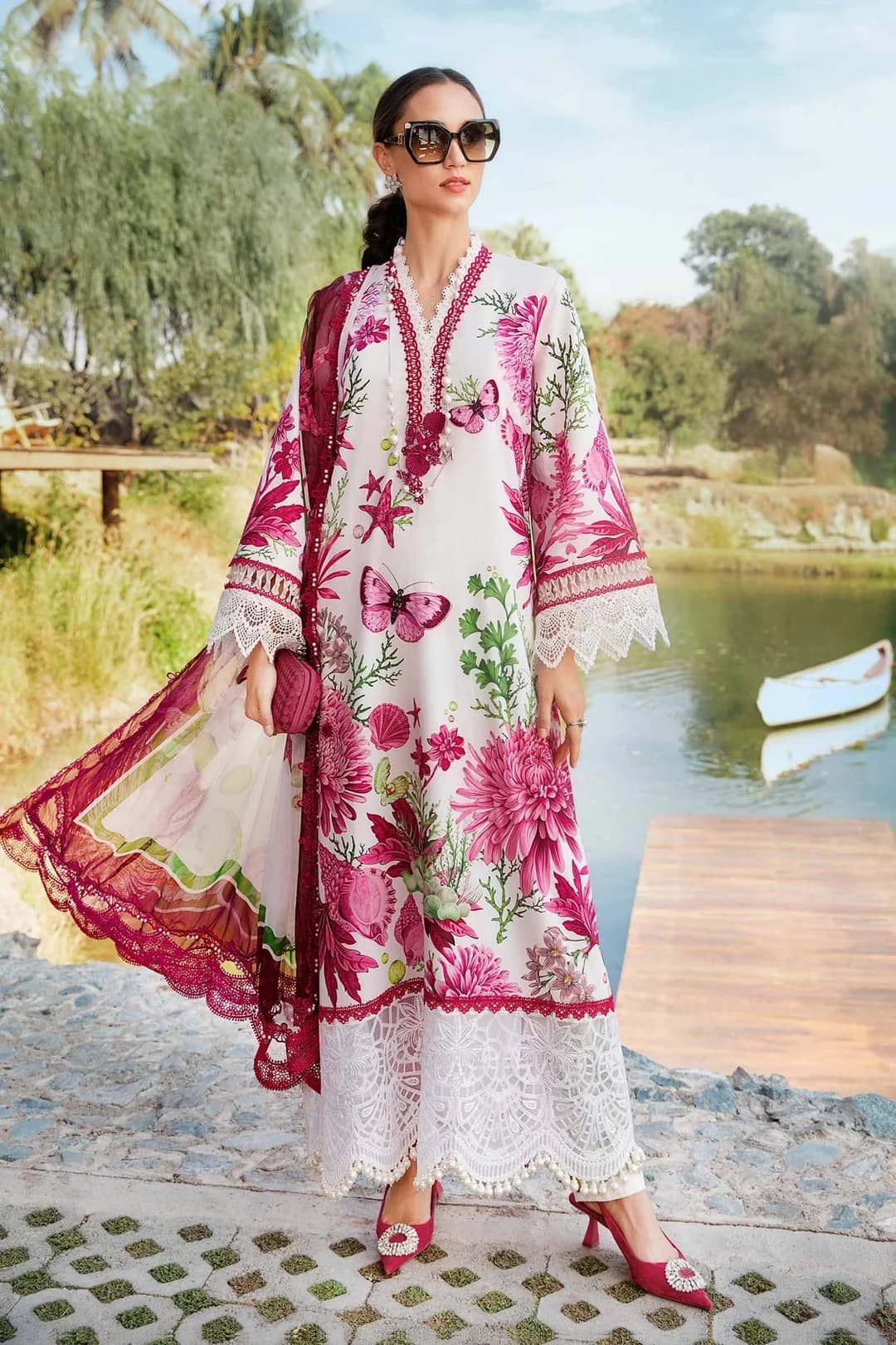 M print unstitched lawn 3pc