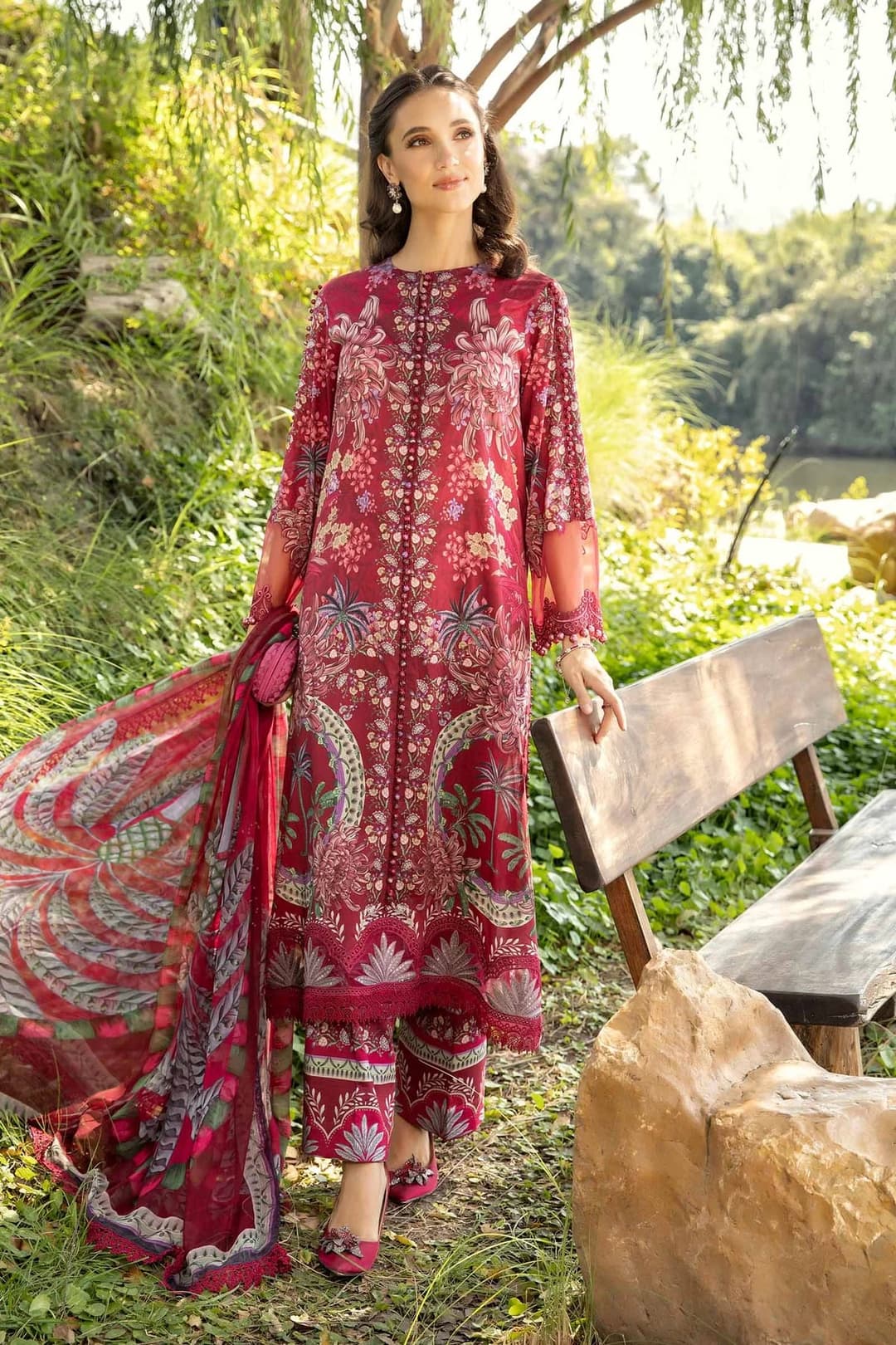 M print unstitched lawn 3pc