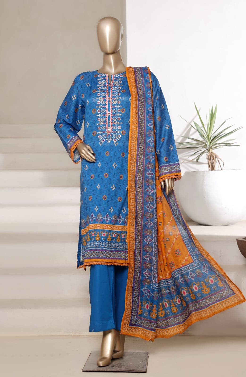Sadabahar Printed Cotton Lawn Stitched 3 Piece Suit