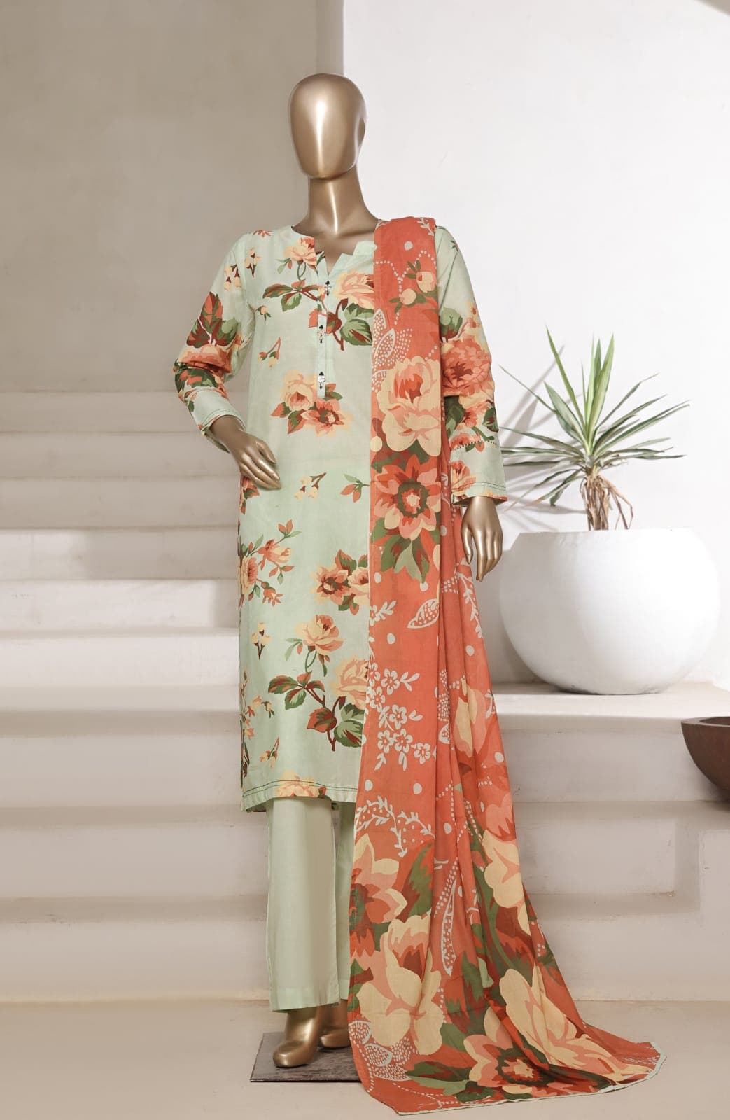 Sadabahar Printed Cotton Lawn Stitched 3 Piece Suit