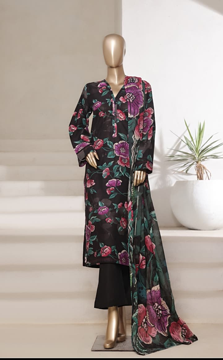 Sadabahar Printed Cotton Lawn Stitched 3 Piece Suit