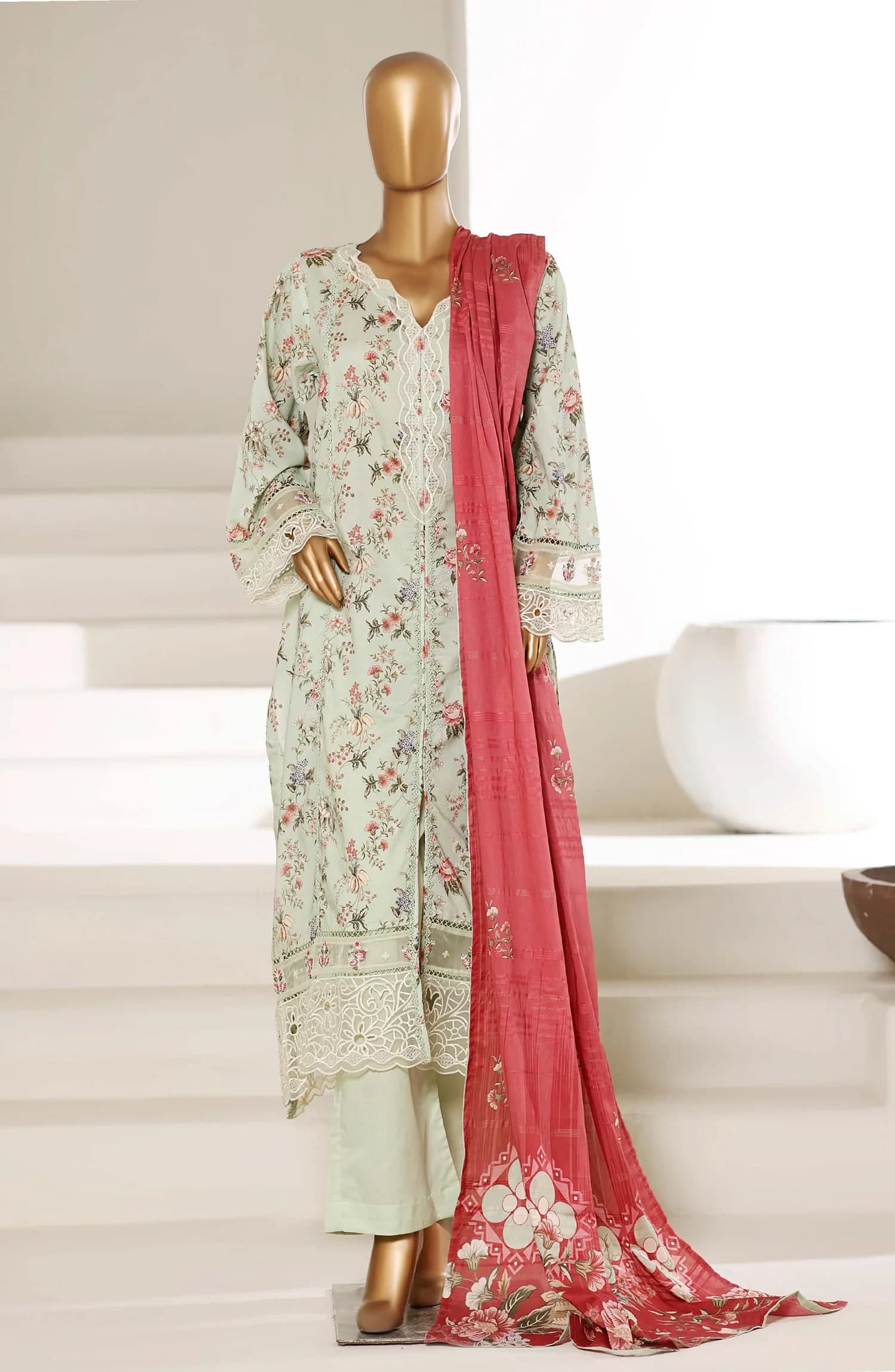 Sadabahar Embroidered Lawn Stitched 3 Piece Suit