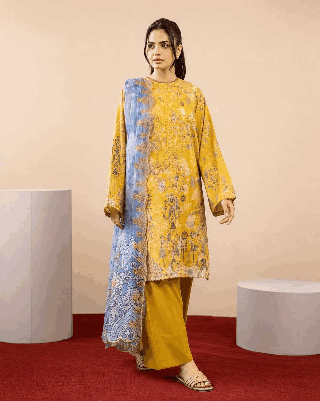 GullNar Yellow Unstitched 3PC Suit | Sabi Unique