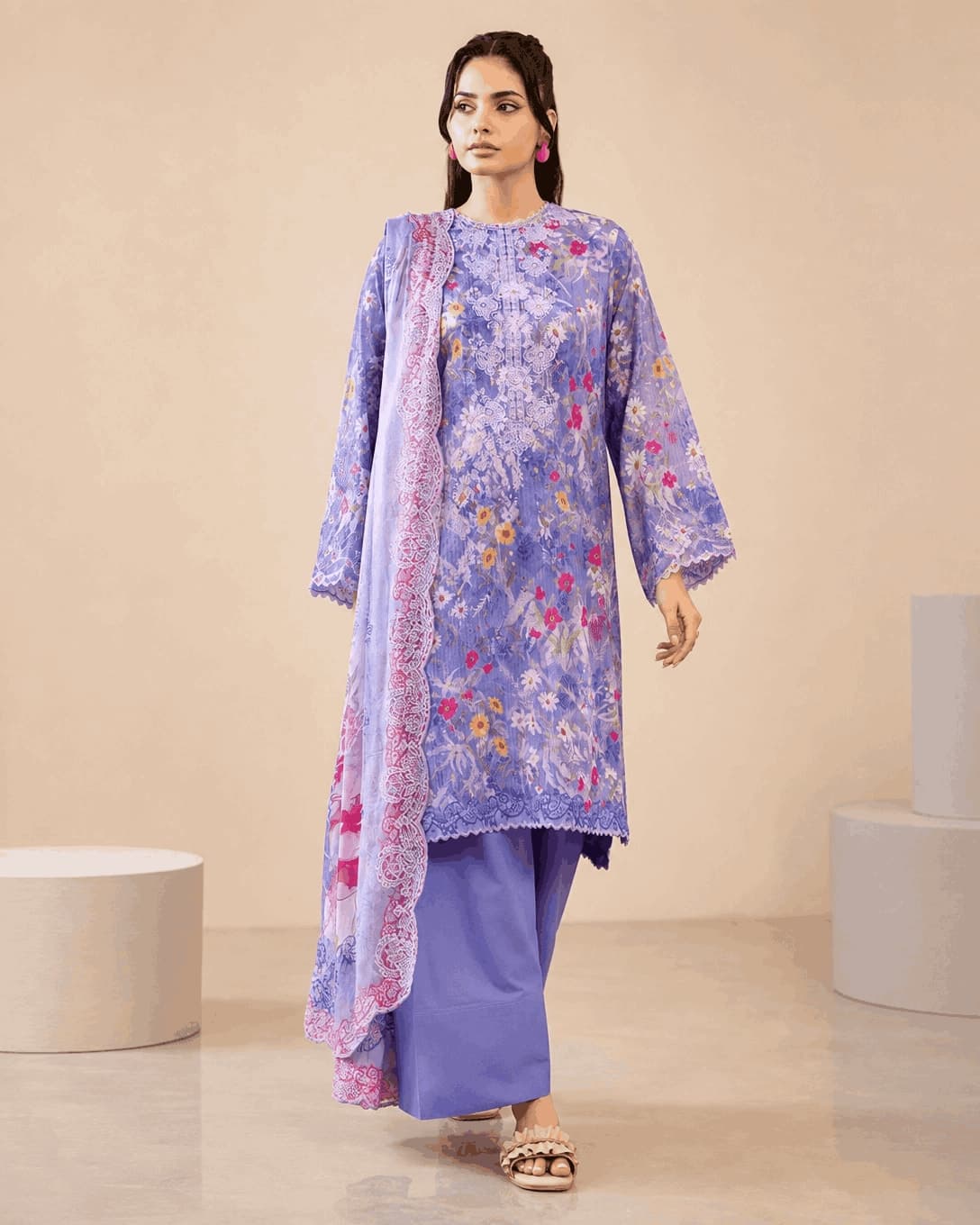 GullNar Unstitched 3PC Lawn Suit | Sabi Unique Collection