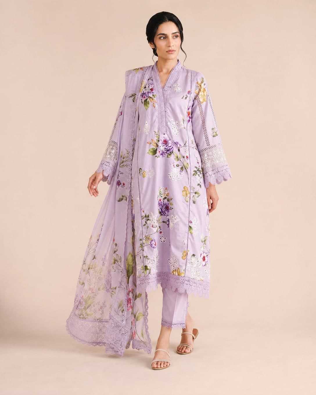 Johra Huriya Unstitched Printed Lawn Suit with Chiffon